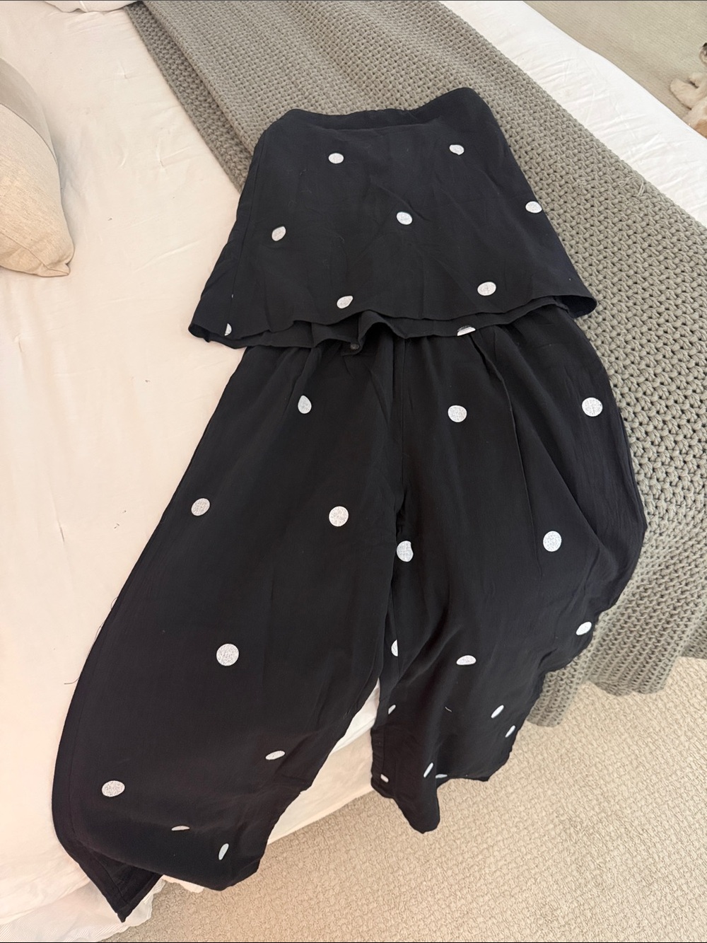 Black Polka Dot Wide leg 2 piece set